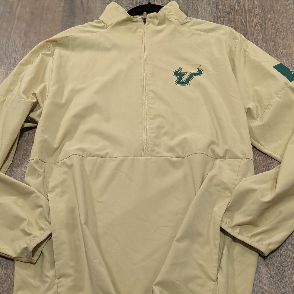 University of South Florida USF Bulls Adidas Pullover Jacket Mens Medium Beige